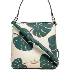 Kate Spade Small Bucket Monstera Leaves Cream Multi